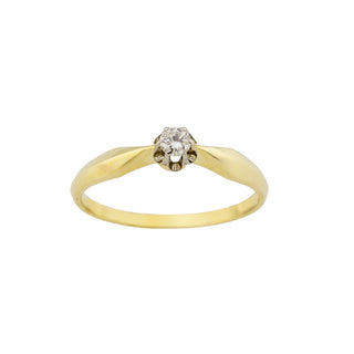 Solitärring aus 585 Gelb- und Weißgold mit Brillant, nachhaltiger second hand Schmuck perfekt aufgearbeitet