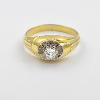 Solitärring aus 585 Gelb- und Weißgold mit Brillant, nachhaltiger second hand Schmuck perfekt aufgearbeitet