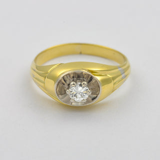 Solitärring aus 585 Gelb- und Weißgold mit Brillant, nachhaltiger second hand Schmuck perfekt aufgearbeitet