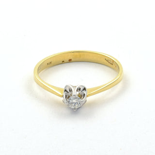 Solitärring aus 585 Gelb- und Weißgold mit Brillant, nachhaltiger second hand Schmuck perfekt aufgearbeitet