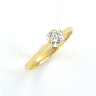 Solitärring aus 585 Gelb- und Weißgold mit Brillant, nachhaltiger second hand Schmuck perfekt aufgearbeitet