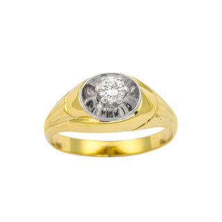 Solitärring aus 585 Gelb- und Weißgold mit Brillant, nachhaltiger second hand Schmuck perfekt aufgearbeitet