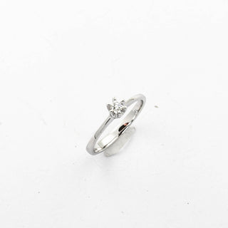 Solitärring aus 585 Weißgold mit Brillant, nachhaltiger second hand Schmuck perfekt aufgearbeitet