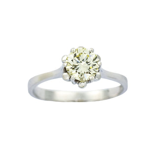 Solitärring aus 585 Weißgold mit Brillant, nachhaltiger second hand Schmuck perfekt aufgearbeitet