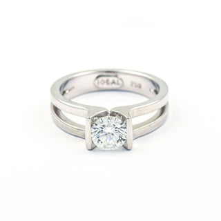 Solitärring aus 750 Weißgold mit Brillant, nachhaltiger second hand Schmuck perfekt aufgearbeitet