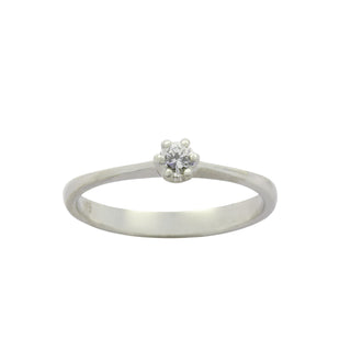 Solitärring aus 585 Weißgold mit Brillant, nachhaltiger second hand Schmuck perfekt aufgearbeitet