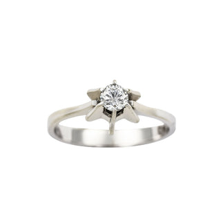 Solitärring aus 585 Weißgold mit Brillant, nachhaltiger second hand Schmuck perfekt aufgearbeitet