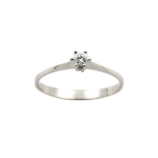 Solitärring aus 585 Weißgold mit Brillant, nachhaltiger second-hand Schmuck perfekt aufgearbeitet