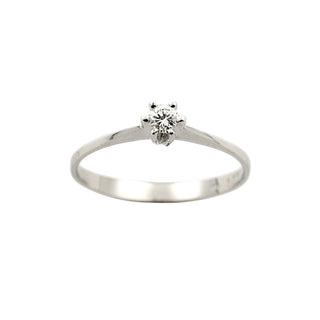 Solitärring aus 585 Weißgold mit Brillant, nachhaltiger second-hand Schmuck perfekt aufgearbeitet