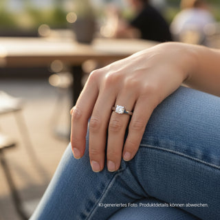 Solitärring aus 585 Weißgold mit Brillant, nachhaltiger second-hand Schmuck perfekt aufgearbeitet