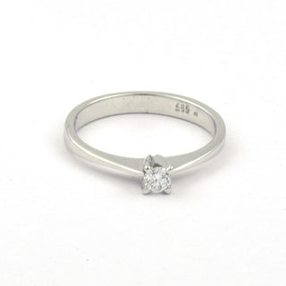 Solitärring aus 585 Weißgold mit Brillant, nachhaltiger second hand Schmuck perfekt aufgearbeitet