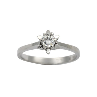 Solitärring aus 585 Weißgold mit Brillant, nachhaltiger second hand Schmuck perfekt aufgearbeitet