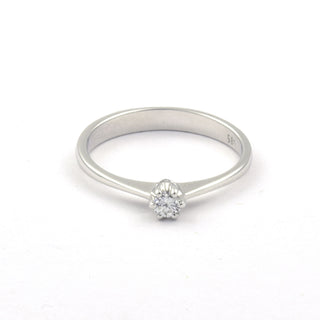 Solitärring aus 585 Weißgold mit Brillant, nachhaltiger second hand Schmuck perfekt aufgearbeitet