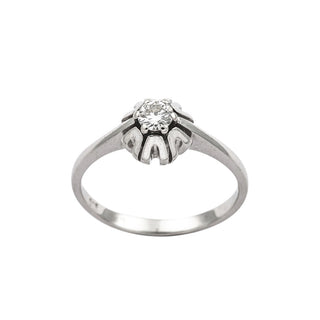 Solitärring aus 585 Weißgold mit Brillant, nachhaltiger second hand Schmuck perfekt aufgearbeitet