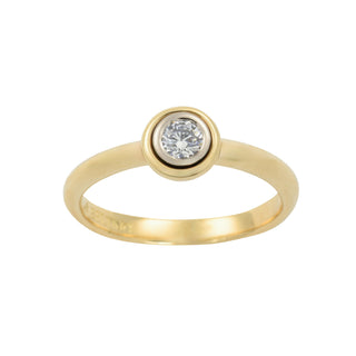 Solitärring aus 750 Gelb- und Weißgold mit Brillant, nachhaltiger second hand Schmuck perfekt aufgearbeitet