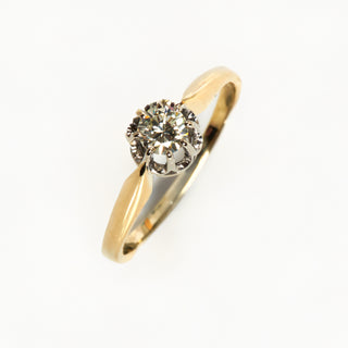 Brillantring aus 585 Gelb- und Weißgold, nachhaltiger second hand Schmuck perfekt aufgearbeitet