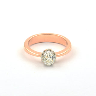 Solitärring aus 585 Rosé- und Weißgold mit Diamant, nachhaltiger second hand Schmuck perfekt aufgearbeitet