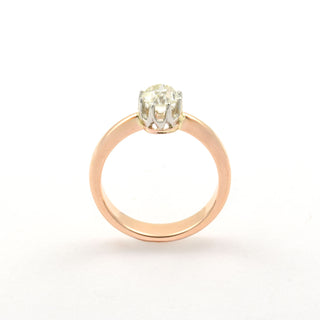 Solitärring aus 585 Rosé- und Weißgold mit Diamant, nachhaltiger second hand Schmuck perfekt aufgearbeitet