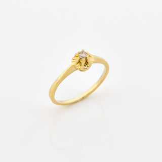 Solitärring aus 585 Gelbgold mit Brillant, nachhaltiger second hand Schmuck perfekt aufgearbeitet