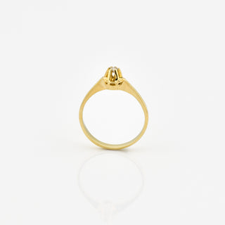 Solitärring aus 585 Gelbgold mit Brillant, nachhaltiger second hand Schmuck perfekt aufgearbeitet