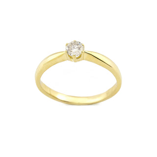 Solitärring aus 585 Gelbgold mit Brillant, nachhaltiger second hand Schmuck perfekt aufgearbeitet