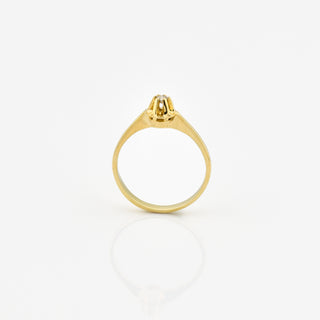 Solitärring aus 585 Gelbgold mit Brillant, nachhaltiger second hand Schmuck perfekt aufgearbeitet