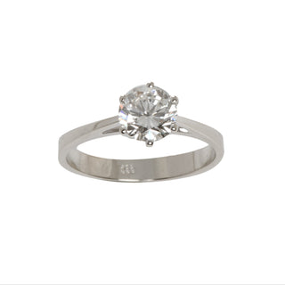 Solitärring aus 585 Weißgold mit Brillant, nachhaltiger second hand Schmuck perfekt aufgearbeitet