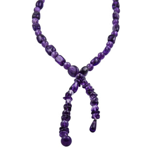Steinkette mit Amethyst, nachhaltiger second hand Schmuck perfekt aufgearbeitet