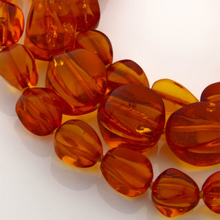 Bernsteinkette im Verlauf mit Schließe aus 585 Gelbgold, nachhaltiger second hand Schmuck perfekt aufgearbeitet