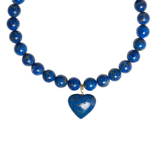 Lapislazulikette mit Schließe aus 585 Gelbgold, nachhaltiger second hand Schmuck perfekt aufgearbeitet