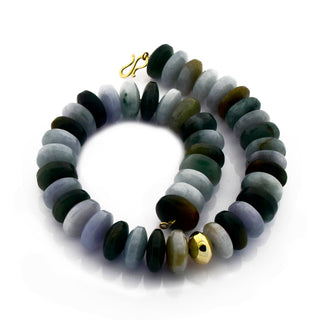 Quarzkette mit Schließe und Zwischenteil aus 585 Gelbgold, nachhaltiger second hand Schmuck perfekt aufgearbeitet