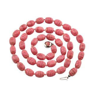 Rhodochrositkette mit Schließe aus 835 Silber, nachhaltiger second-hand Schmuck perfekt aufgearbeitet