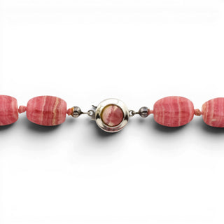Rhodochrositkette mit Schließe aus 835 Silber, nachhaltiger second-hand Schmuck perfekt aufgearbeitet