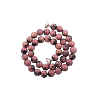 Rhodonitkette mit Schließe aus 925 Silber, nachhaltiger second hand Schmuck perfekt aufgearbeitet