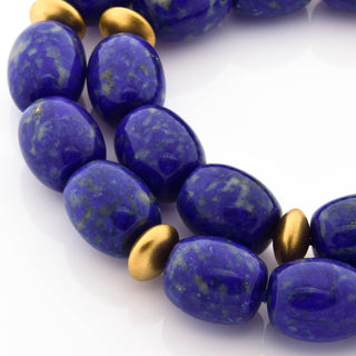 Lapislazulikette mit Magnetschließe und Zwischenteile aus 925 Silber vergoldet , nachhaltiger second hand Schmuck perfekt aufgearbeitet