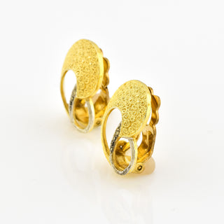 Theodor Fahrner Ohrclips aus 925 Silber vergoldet mit Hämatit, nachhaltiger second hand Schmuck perfekt aufgearbeitet