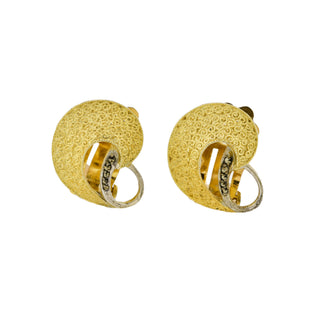 Theodor Fahrner Ohrclips aus 925 Silber vergoldet mit Hämatit, nachhaltiger second hand Schmuck perfekt aufgearbeitet