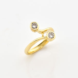 Toi-et-Moi Ring aus 585 Gelbgold mit Brillant, nachhaltiger second hand Schmuck perfekt aufgearbeitet