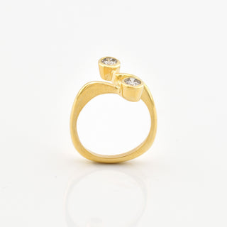 Toi-et-Moi Ring aus 585 Gelbgold mit Brillant, nachhaltiger second hand Schmuck perfekt aufgearbeitet