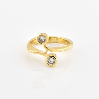 Toi-et-Moi Ring aus 585 Gelbgold mit Brillant, nachhaltiger second hand Schmuck perfekt aufgearbeitet