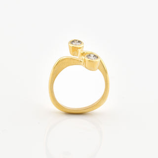 Toi-et-Moi Ring aus 585 Gelbgold mit Brillant, nachhaltiger second hand Schmuck perfekt aufgearbeitet