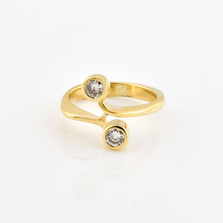 Toi-et-Moi Ring aus 585 Gelbgold mit Brillant, nachhaltiger second hand Schmuck perfekt aufgearbeitet