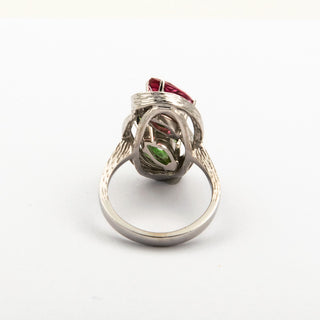 Toi-et-Moi Ring aus 585 Weißgold mit Turmalin, nachhaltiger second hand Schmuck perfekt aufgearbeitet