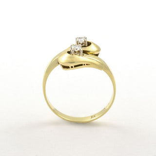 Toi-et-Moi Ring aus 585 Gelb- und Weißgold mit Brillant, nachhaltiger second hand Schmuck perfekt aufgearbeitet