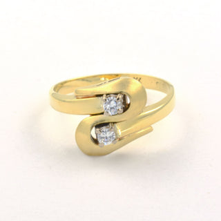 Toi-et-Moi Ring aus 585 Gelb- und Weißgold mit Brillant, nachhaltiger second hand Schmuck perfekt aufgearbeitet