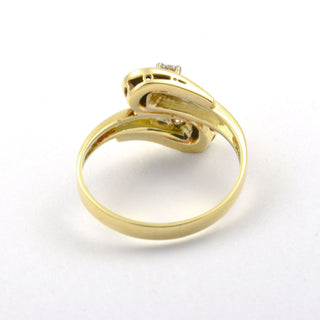 Toi-et-Moi Ring aus 585 Gelb- und Weißgold mit Brillant, nachhaltiger second hand Schmuck perfekt aufgearbeitet