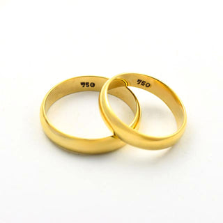 Trauringe aus 750 Gelbgold, nachhaltiger second hand Schmuck perfekt aufgearbeitet