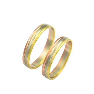 Trauringe aus 750 Gelb-, Rosé- und Weißgold, nachhaltiger second hand Schmuck perfekt aufgearbeitet