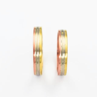 Trauringe aus 750 Gelb-, Rosé- und Weißgold, nachhaltiger second hand Schmuck perfekt aufgearbeitet