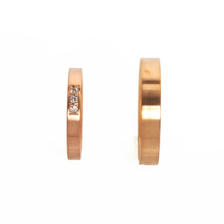 Brillanttrauringe aus 750 Rotgold, nachhaltiger second hand Schmuck perfekt aufgearbeitet